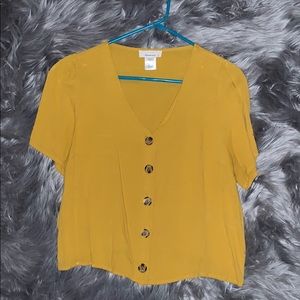 cute yellow button blouse